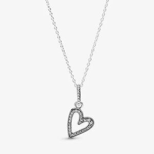 PANDORA Moments Freehand Heart Pendant Necklace NIP
